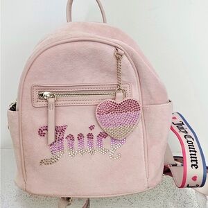 Juicy Couture Light Pink Backpack with Heart Charm